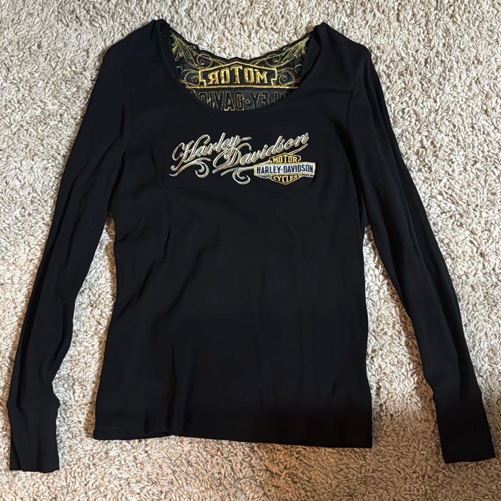 Harley-Davidson Black Graphic Fitted T-Shirt